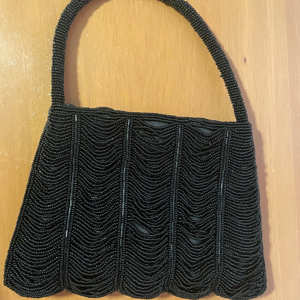Elegant Black Beaded Women's Bag